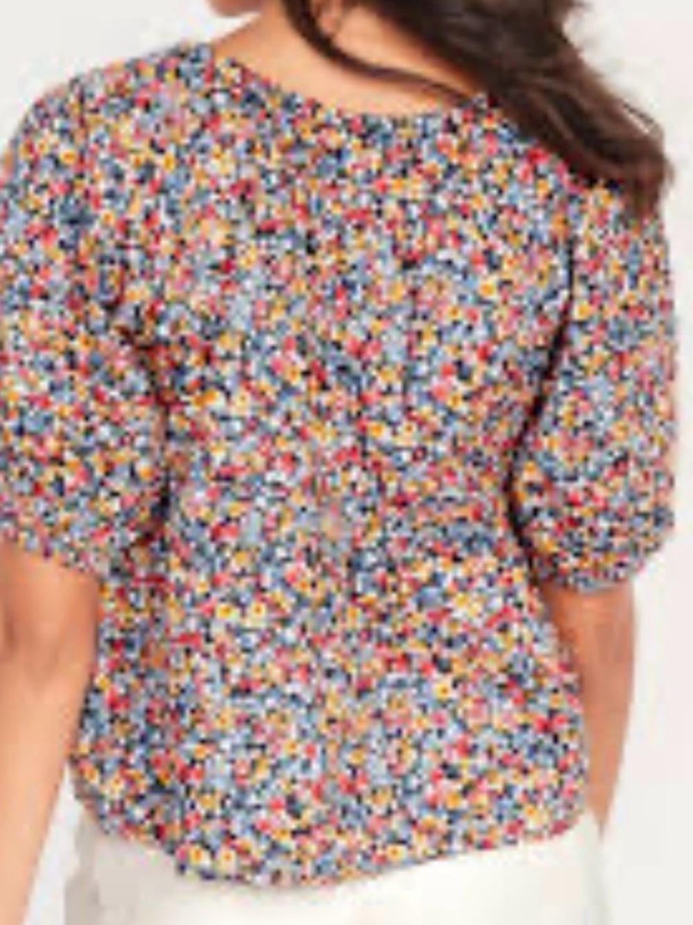 Old Navy Floral Print Puff-Sleeve Babydoll Top - Picture 2 of 9